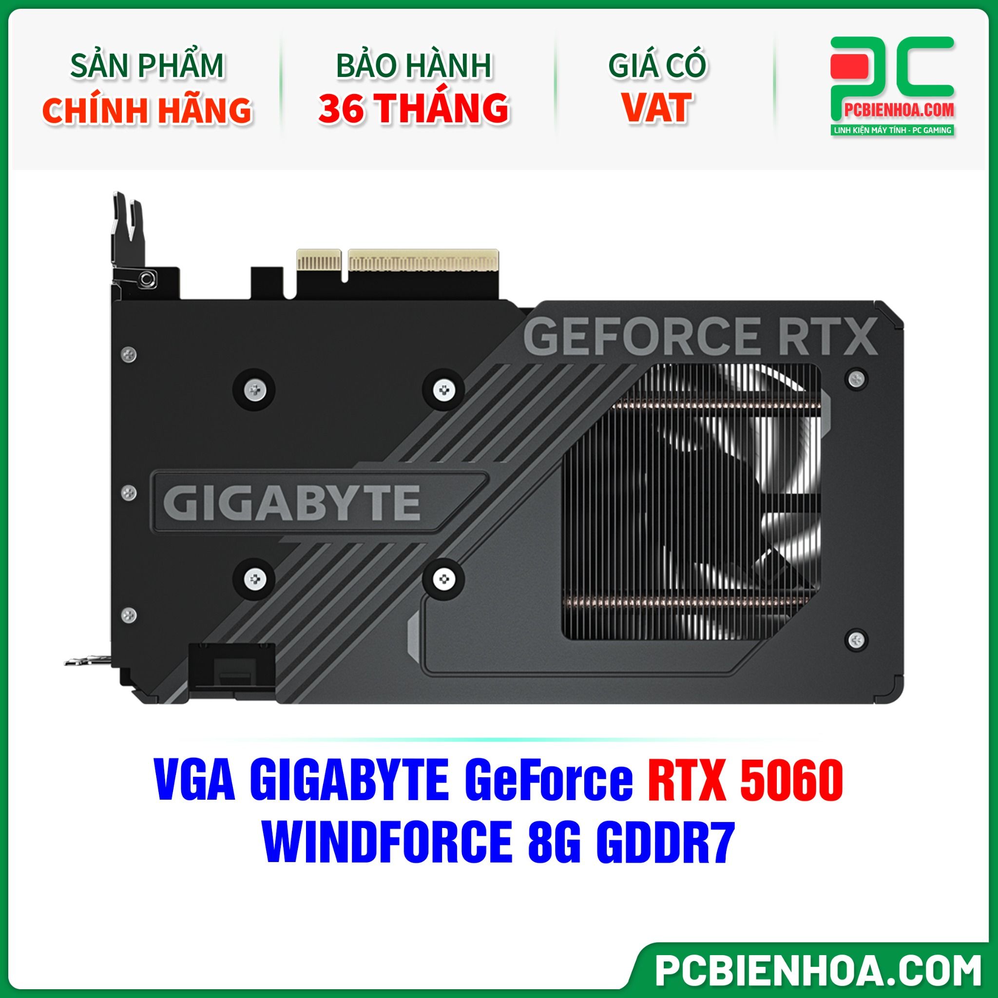 VGA GIGABYTE GeForce RTX 5060 WINDFORCE 8G GDDR7 (GV- N5060WF2-8GD)