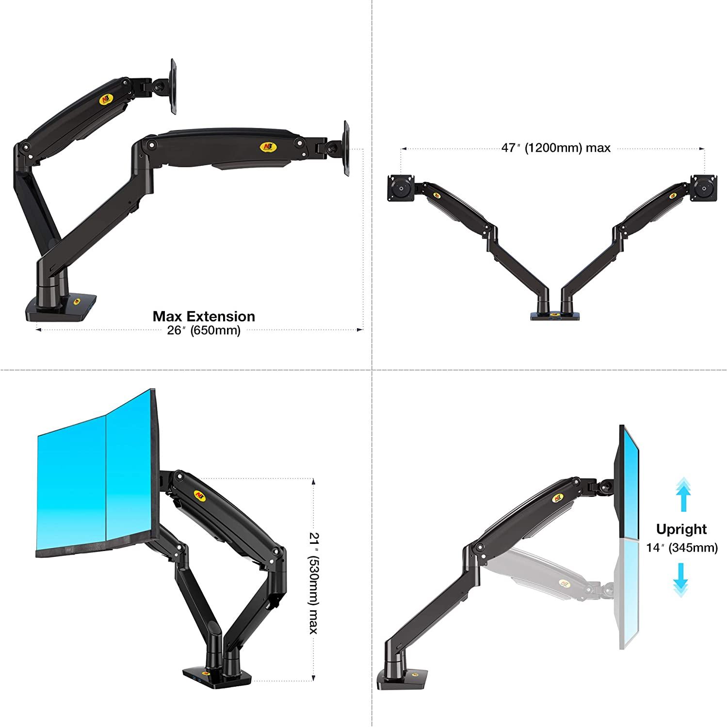  GIÁ ĐỠ MÀN HÌNH NORTH BAYOU F195A ( HỖ TRỢ 2 MÀN HÌNH 22in - 32in, 2~12Kg MỖI MÀN HÌNH ) 