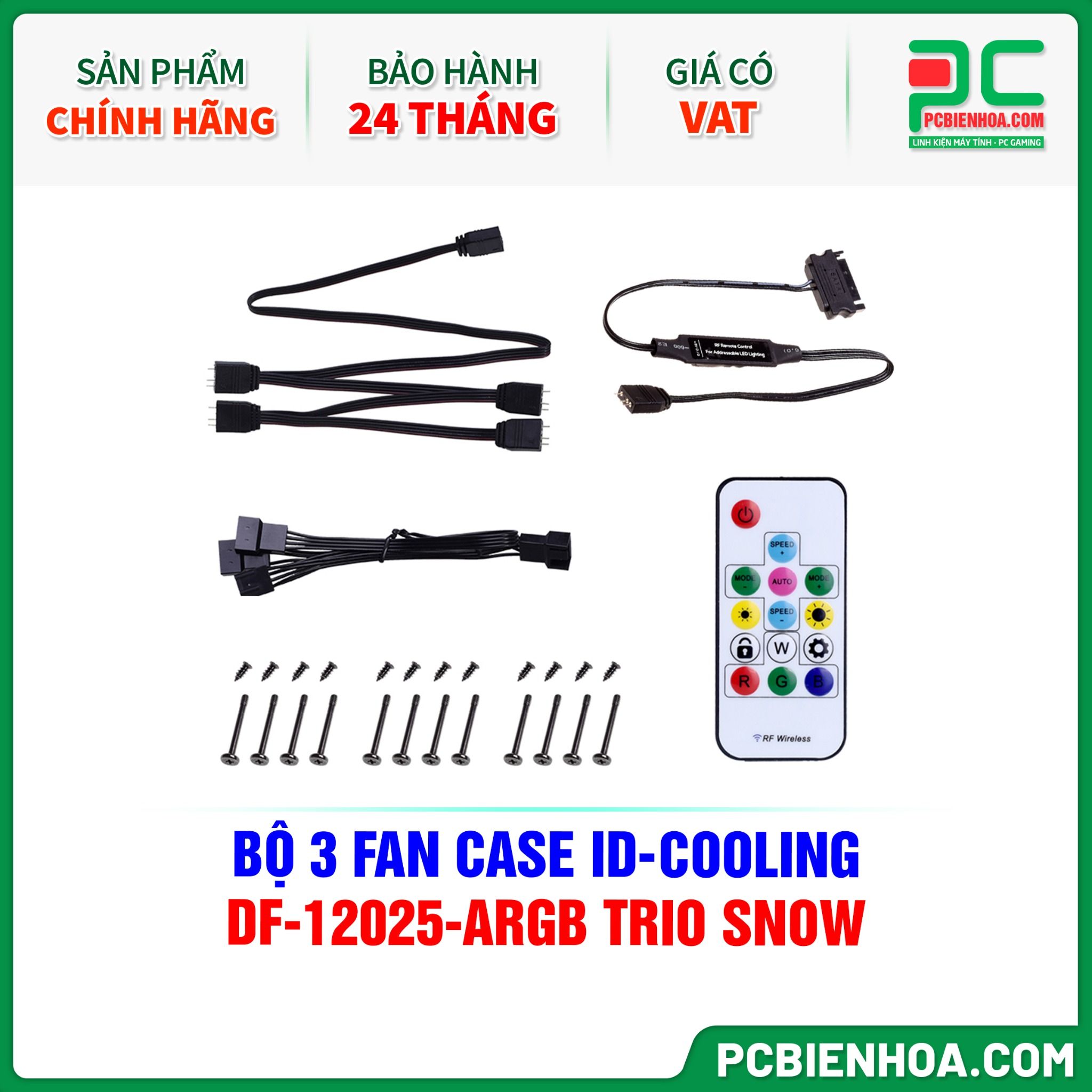 BỘ 3 FAN CASE ID-COOLING DF-12025-ARGB TRIO SNOW