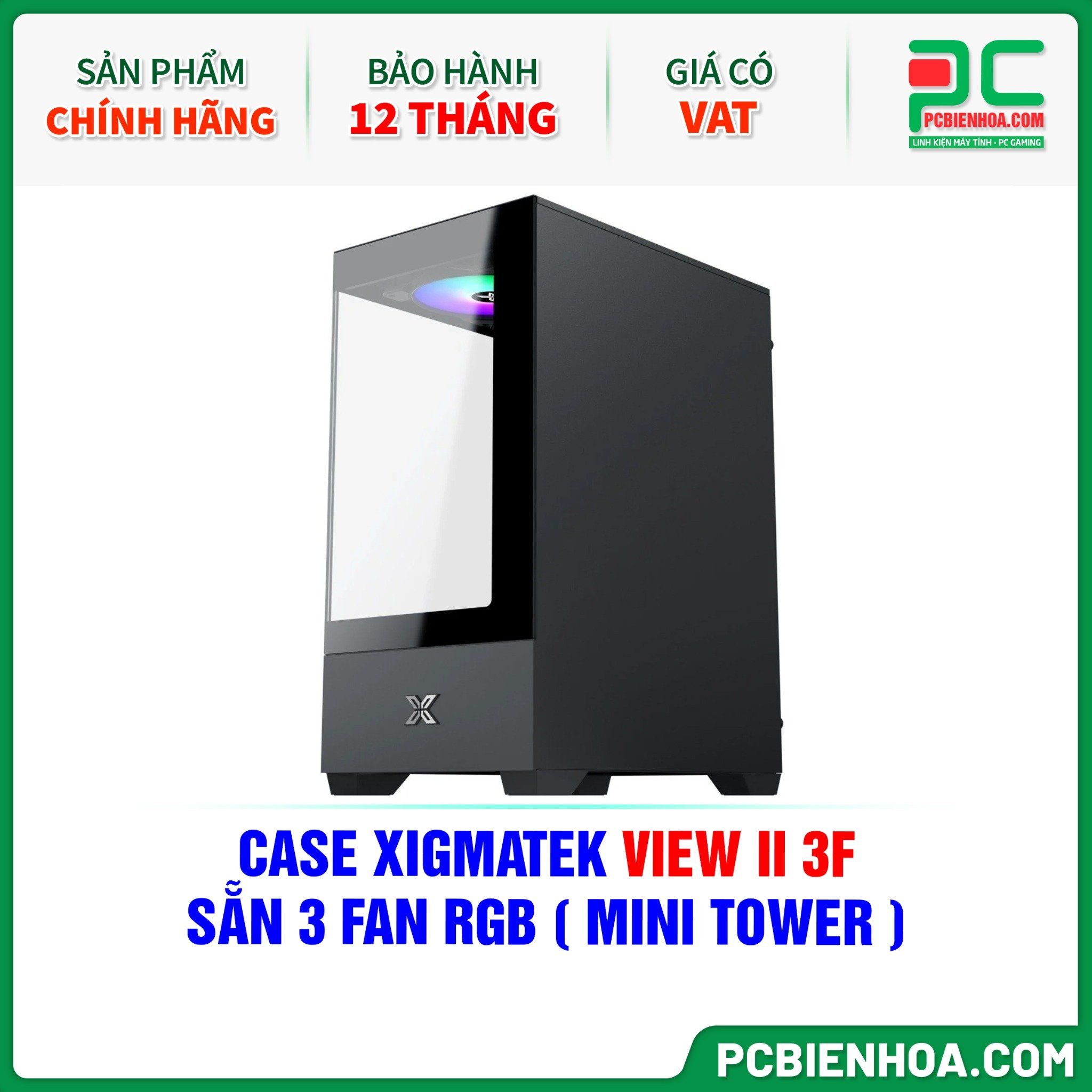 CASE XIGMATEK VIEW II 3F - SẴN 3 FAN RGB ( MINI TOWER - EN46247 )