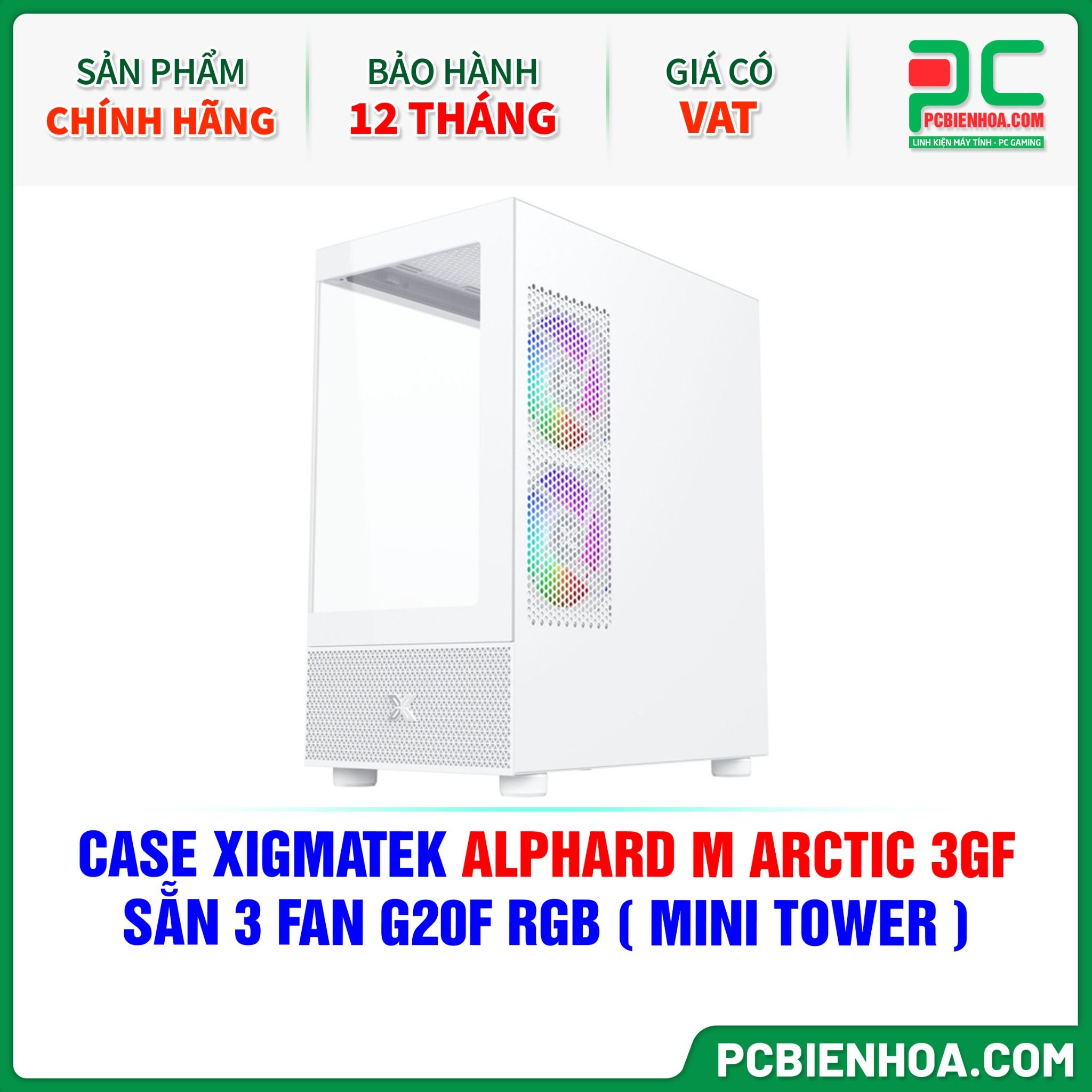 CASE XIGMATEK ALPHARD M ARCTIC 3GF - SẴN 3 FAN G20F RGB ( MINI TOWER - EN44113 )