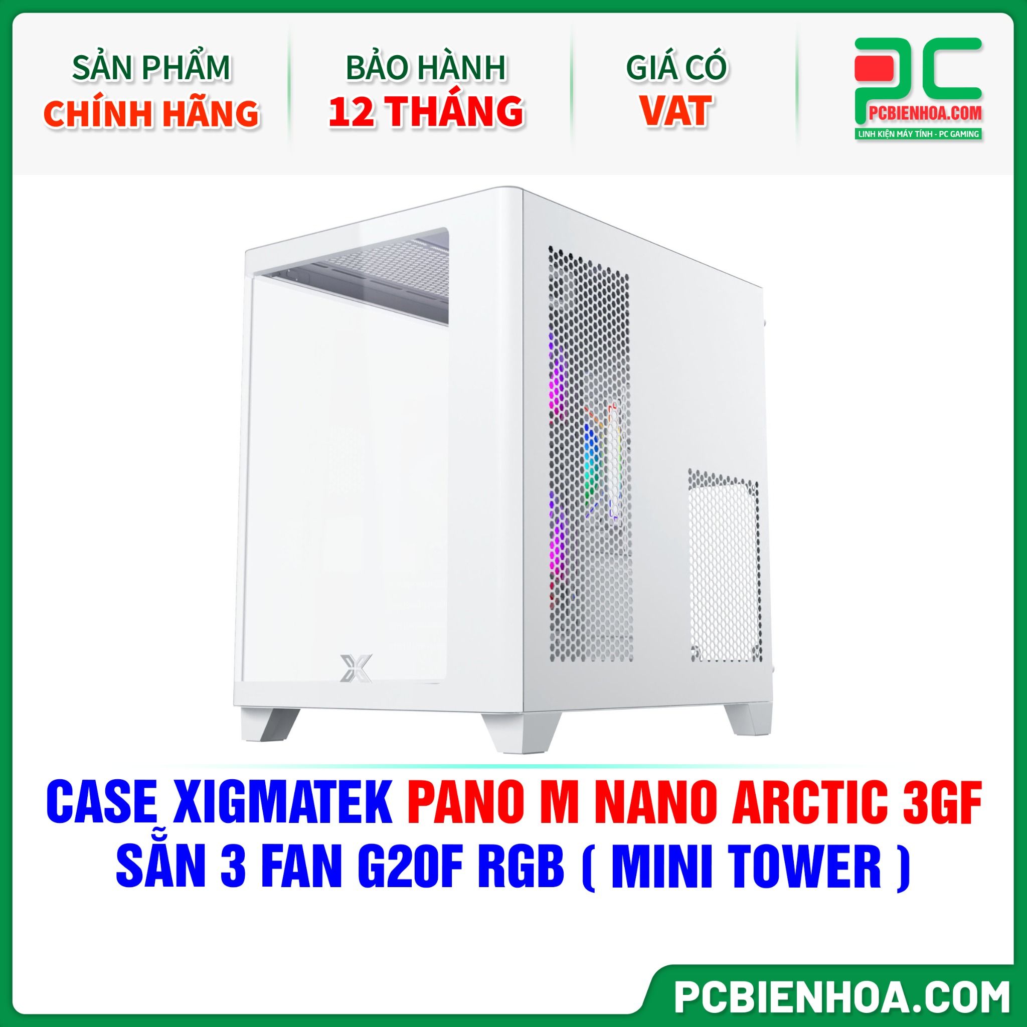 CASE XIGMATEK PANO M NANO ARCTIC 3GF - SẴN 3 FAN G20F RGB ( MINI TOWER - EN45530 )
