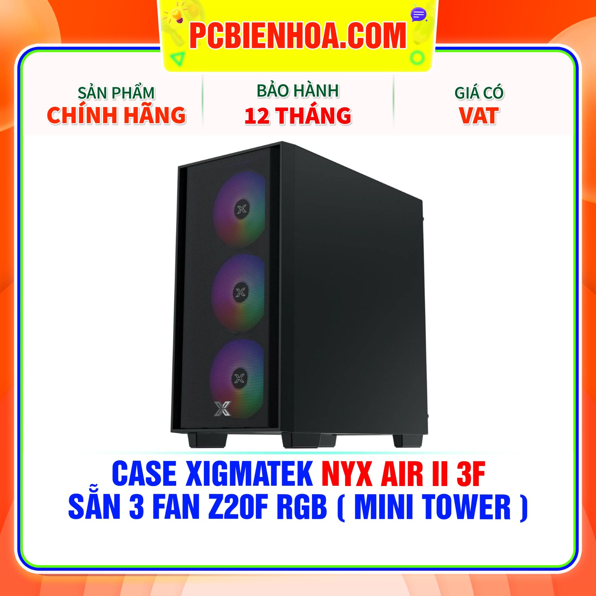  CASE XIGMATEK NYX AIR II 3F - SẴN 3 FAN Z20F RGB ( MINI TOWER - EN41952 ) 