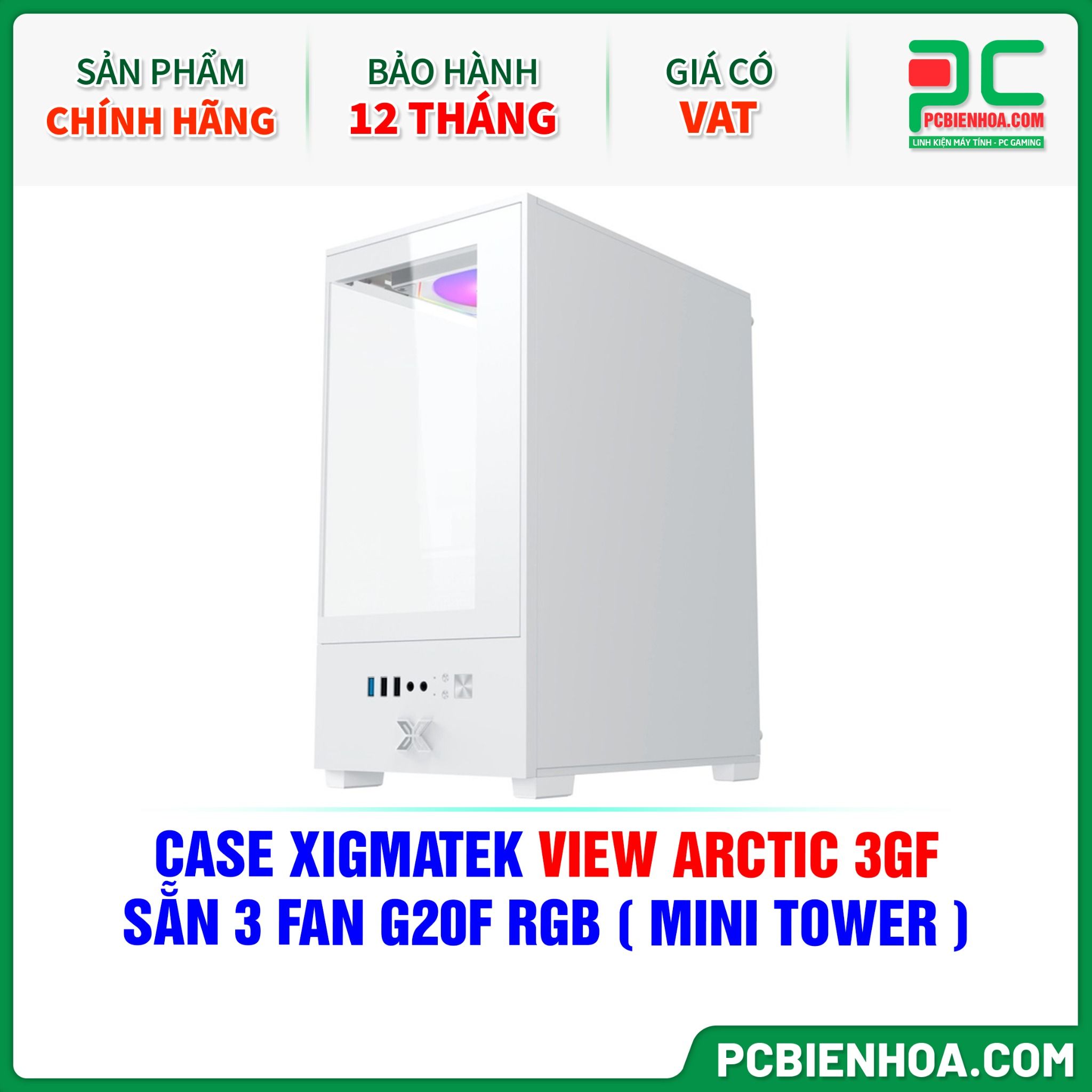 CASE XIGMATEK VIEW ARCTIC 3GF - SẴN 3 FAN G20F RGB ( MINI TOWER - EN44694 )