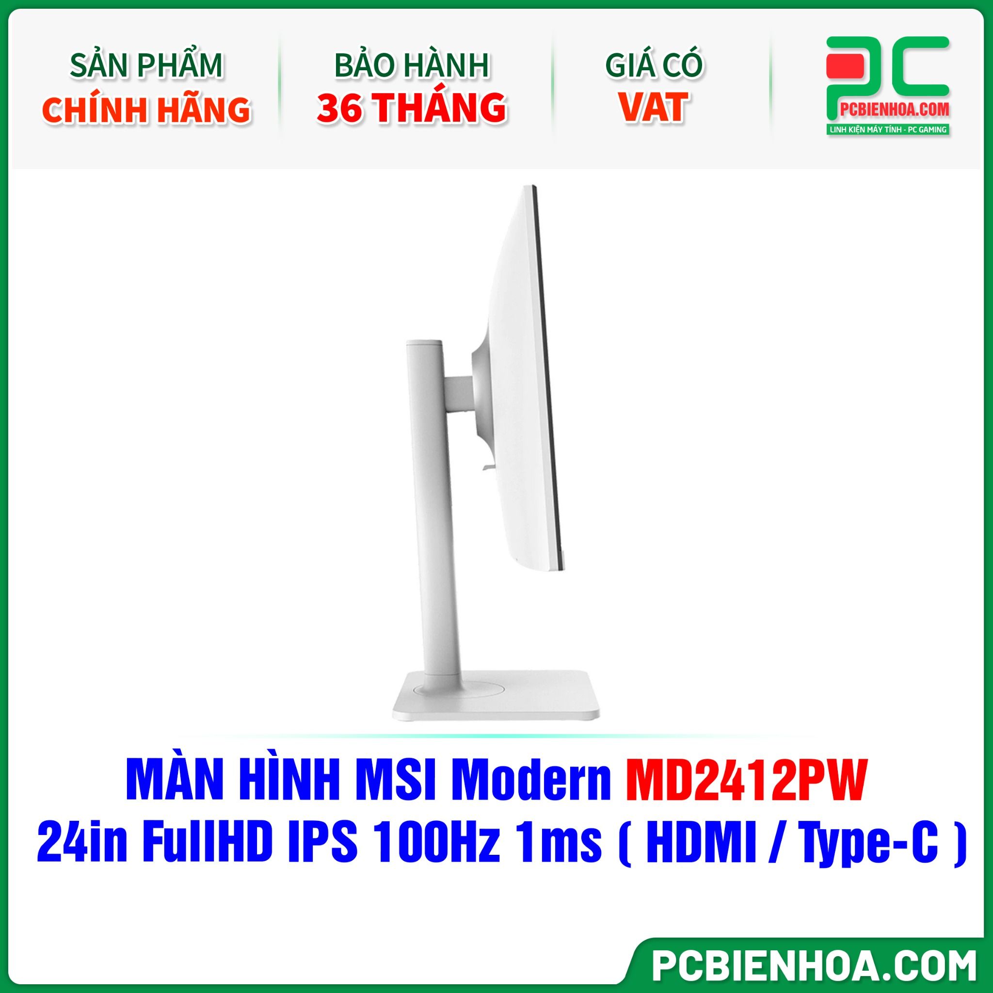MÀN HÌNH MSI Modern MD2412PW TRẮNG - 24in FullHD IPS 100Hz 1ms ( HDMI / USB Type-C )