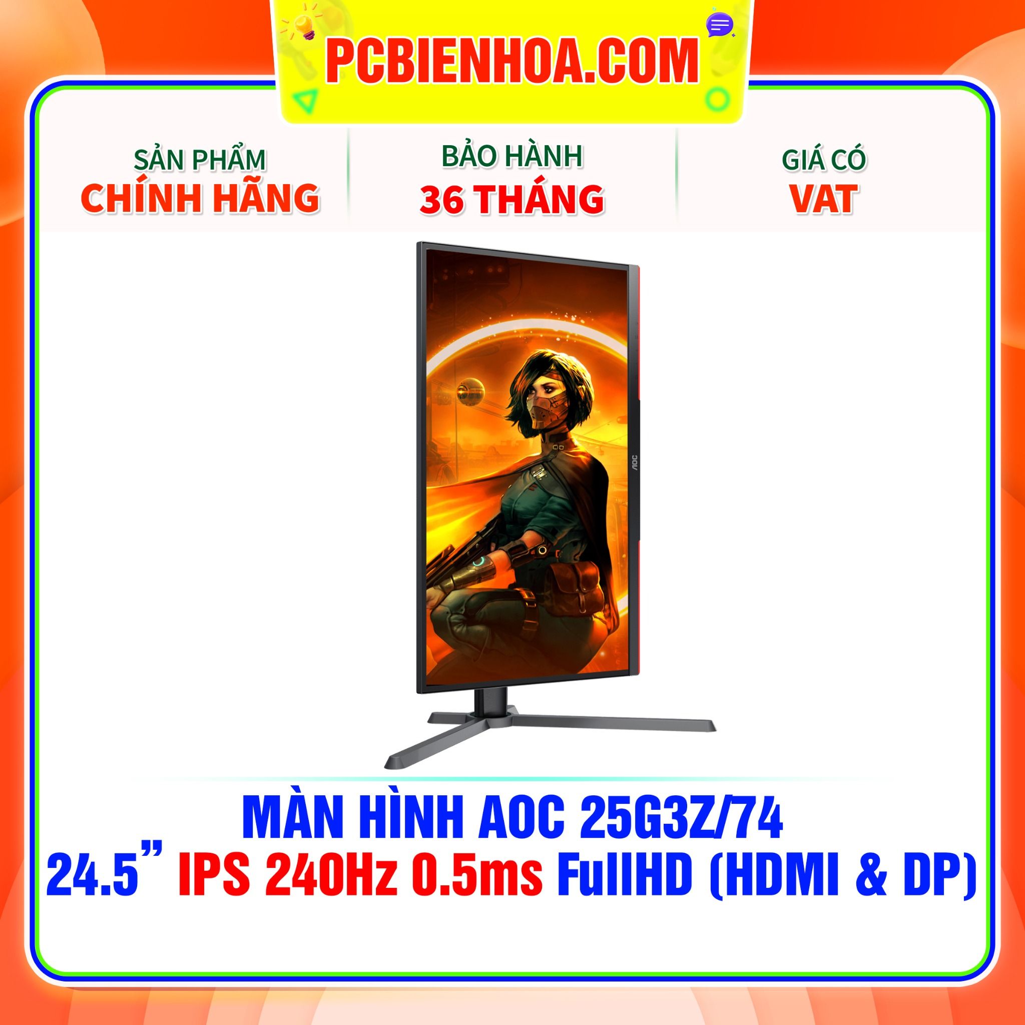  MÀN HÌNH AOC 25G3Z/74 24.5in FullHD IPS 240Hz 0.5ms ( HDMI / DP ) 