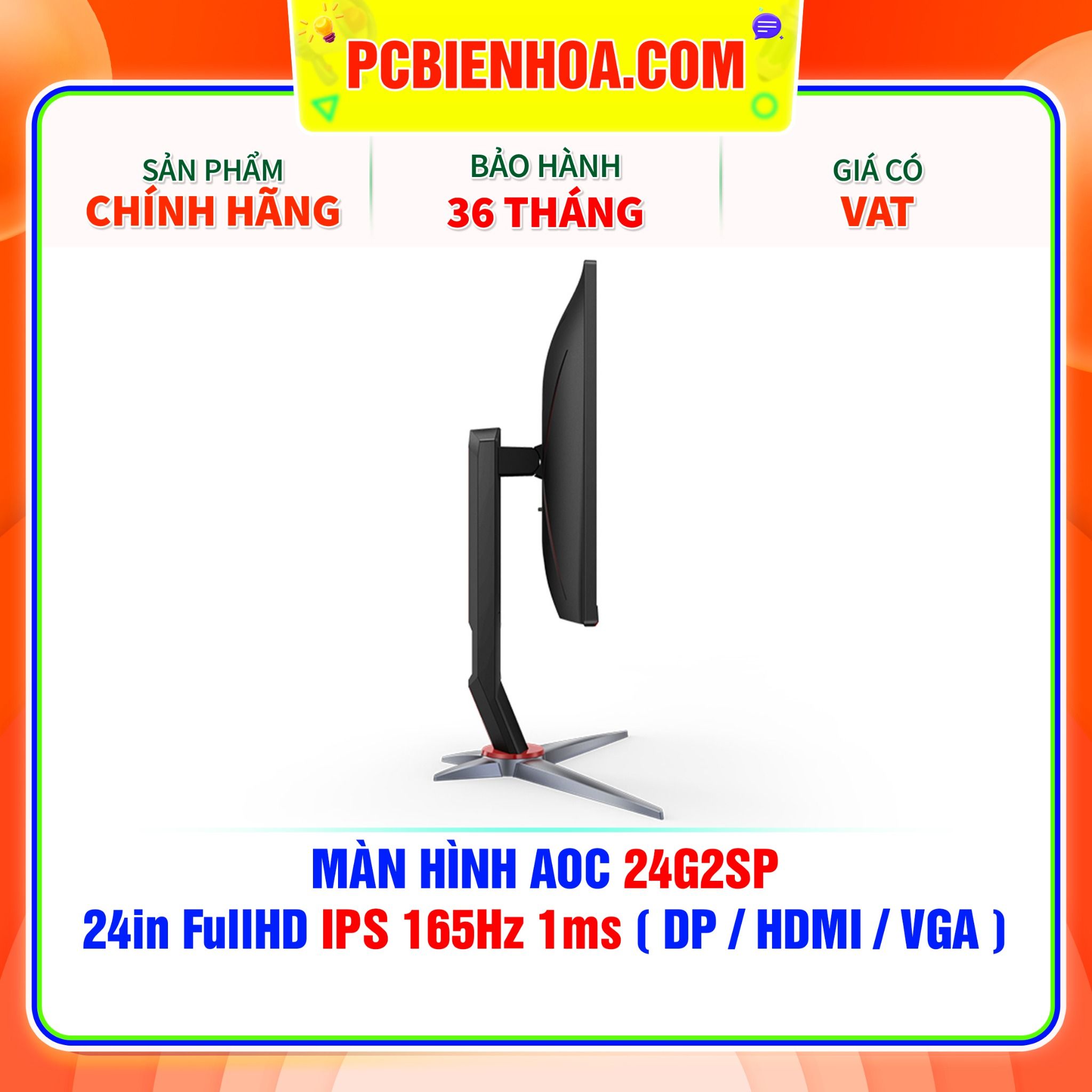  MÀN HÌNH AOC 24G2SP 24in FullHD IPS 165Hz 1ms ( DP / HDMI / VGA ) 