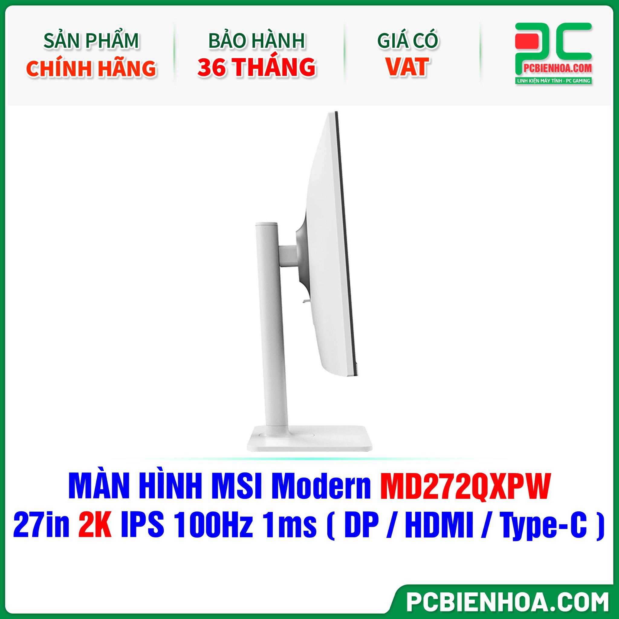MÀN HÌNH MSI Modern MD272QXPW TRẮNG - 27in 2K IPS 100Hz 1ms ( DP / HDMI / Type-C )