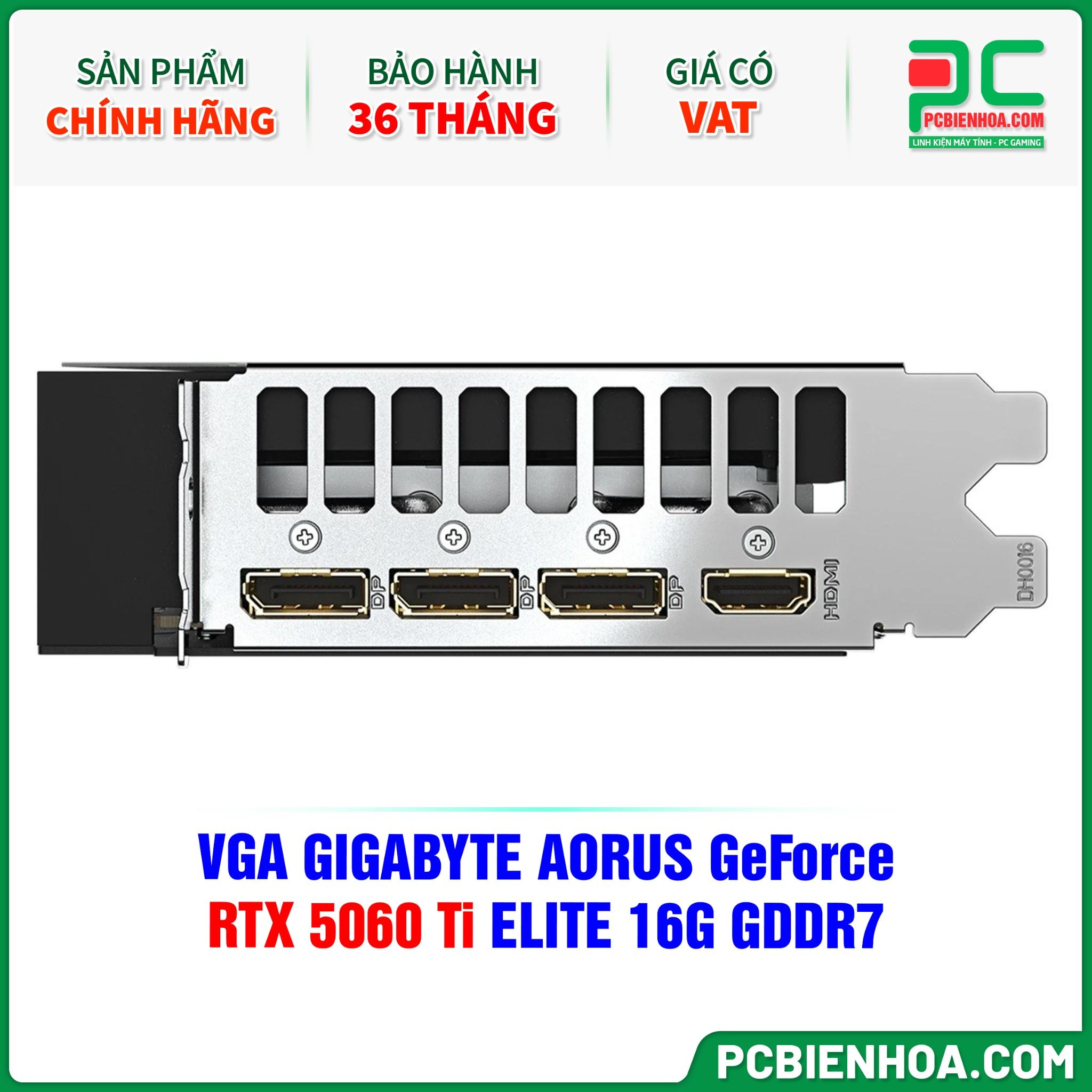 VGA GIGABYTE AORUS GeForce RTX 5060 Ti ELITE 16G GDDR7 (GV-N506TAORUS E-16GD)