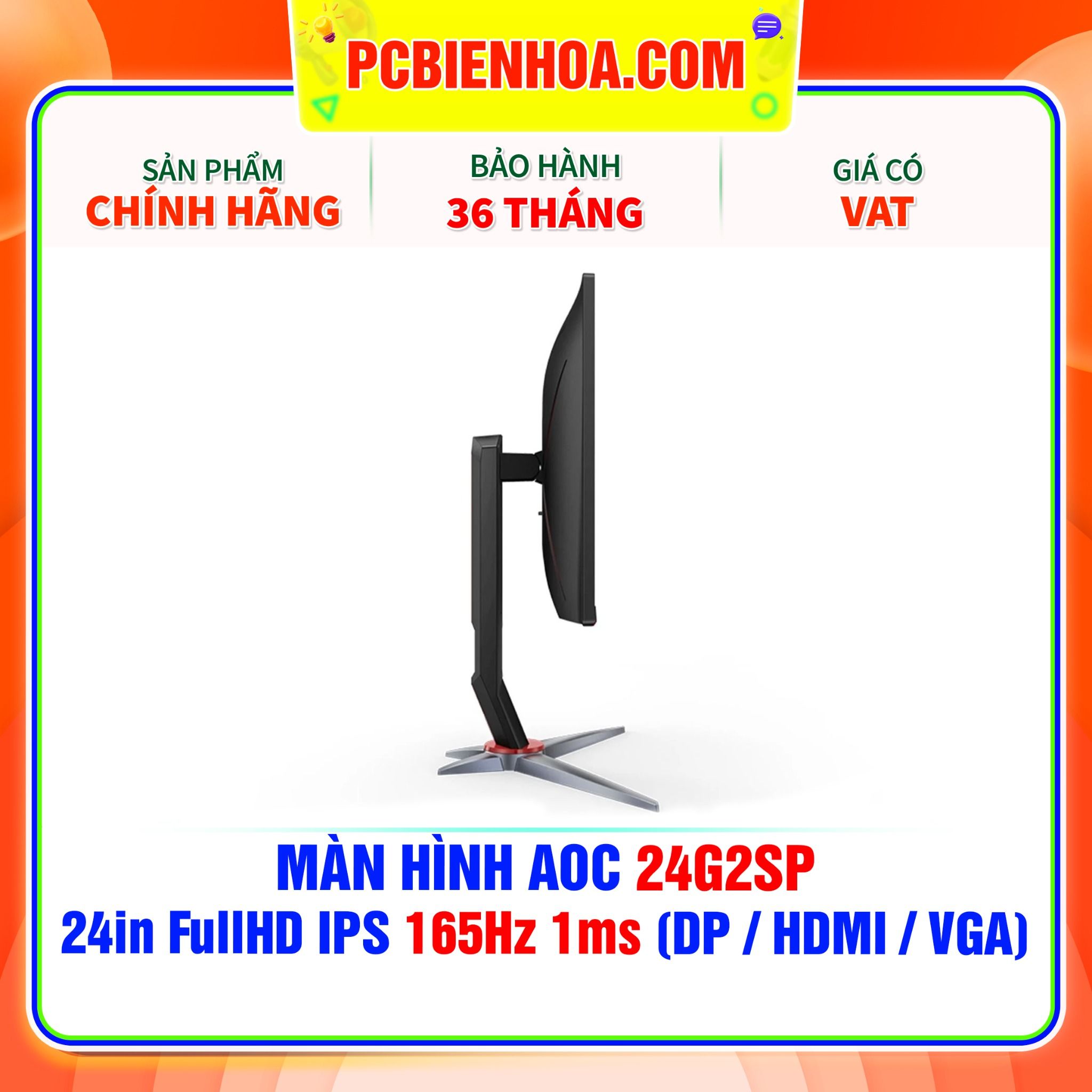  MÀN HÌNH AOC 24G2SP - 24in FullHD IPS 165Hz 1ms ( DP / HDMI / VGA ) 