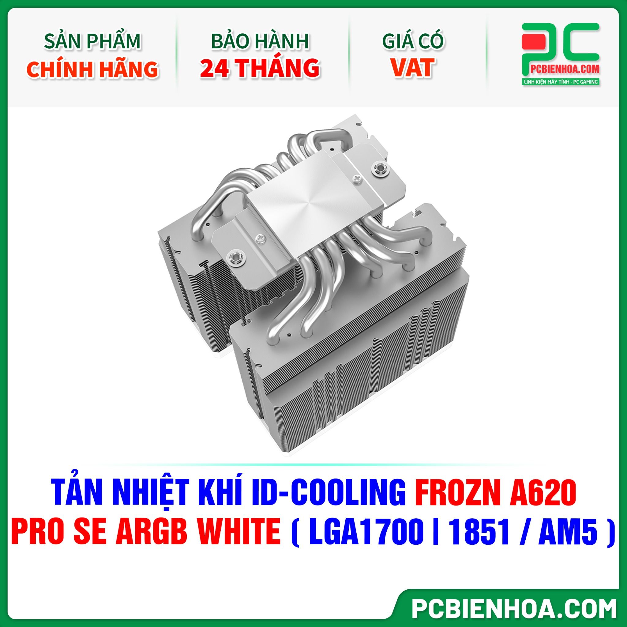 TẢN NHIỆT KHÍ ID-COOLING FROZN A620 PRO SE ARGB WHITE ( HỖ TRỢ SOCKET LGA1700|1851 / AM5 )