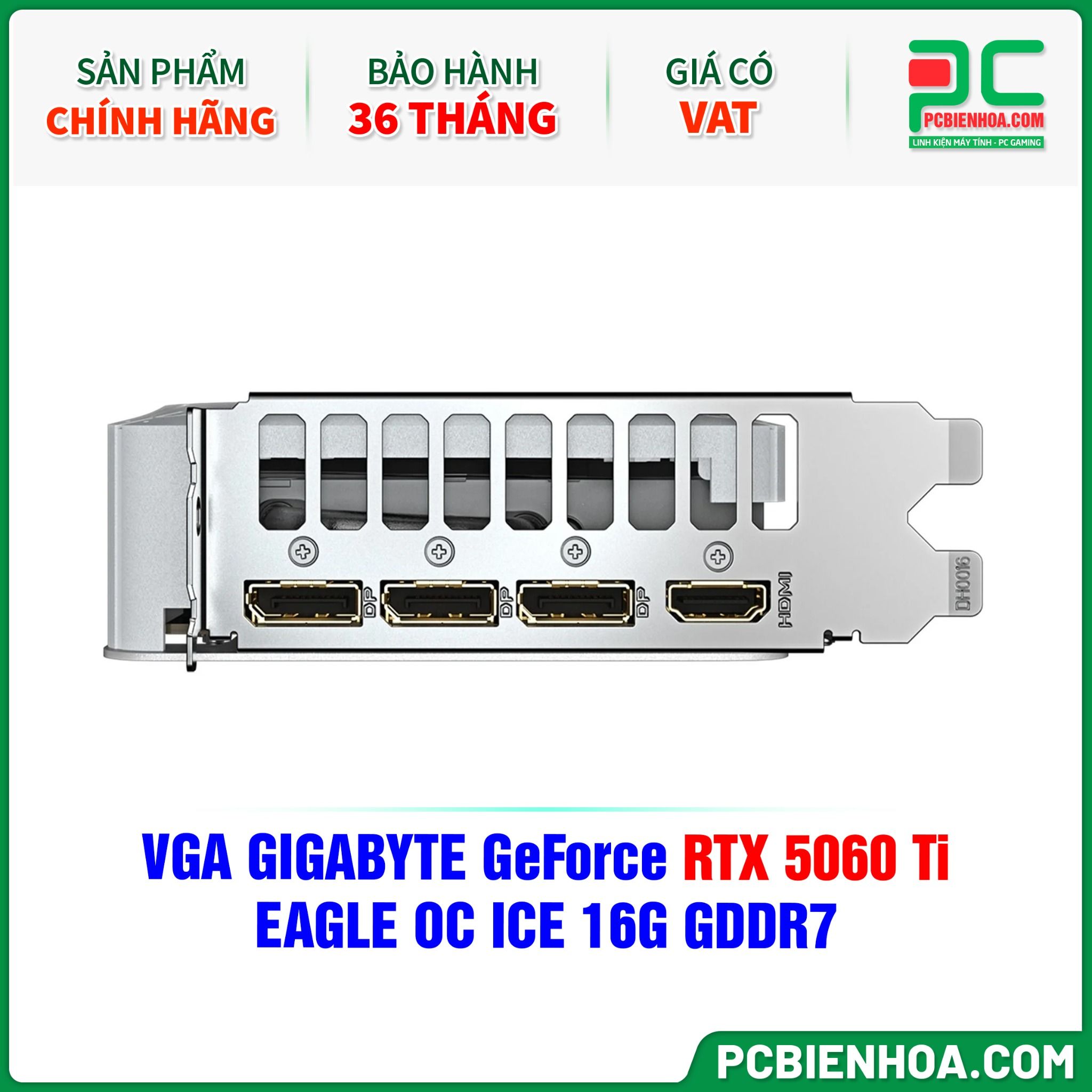 VGA GIGABYTE GeForce RTX 5060 Ti EAGLE OC ICE 16G GDDR7 (GV-N506TEAGLEOC ICE-16GD)