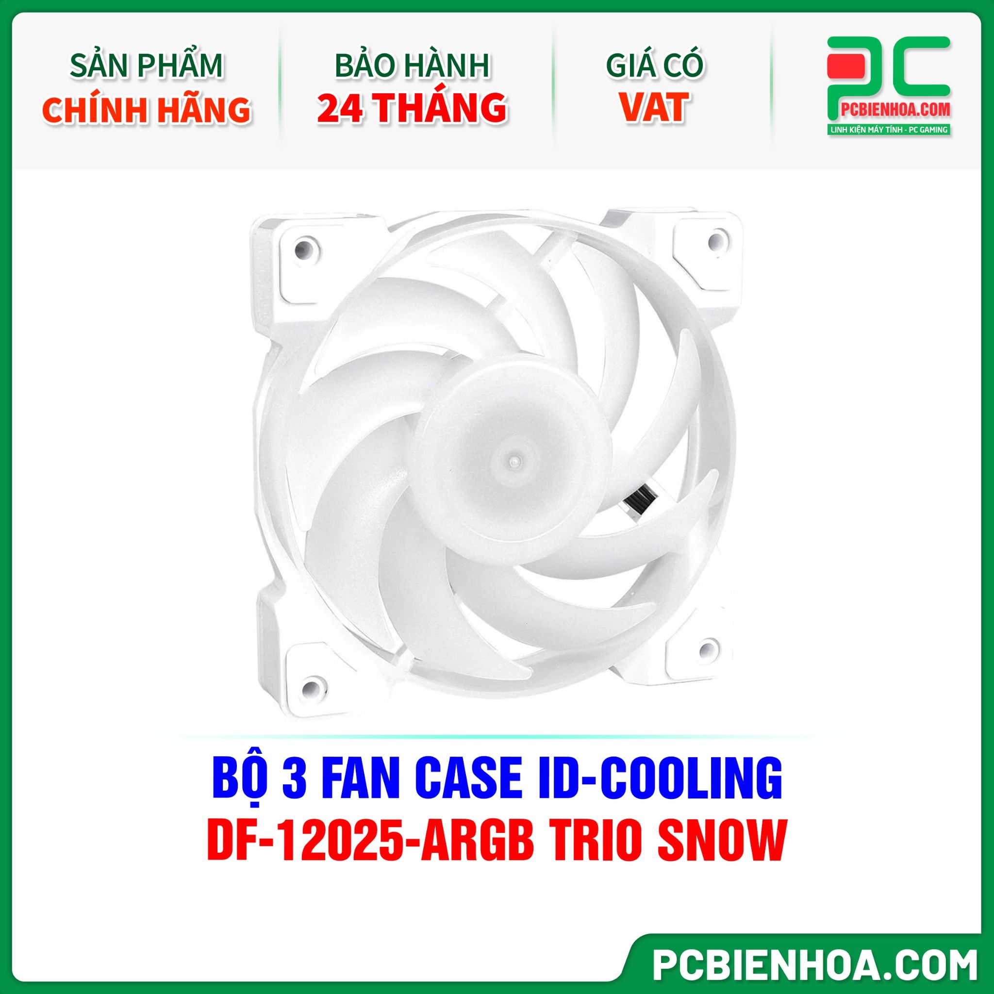 BỘ 3 FAN CASE ID-COOLING DF-12025-ARGB TRIO SNOW