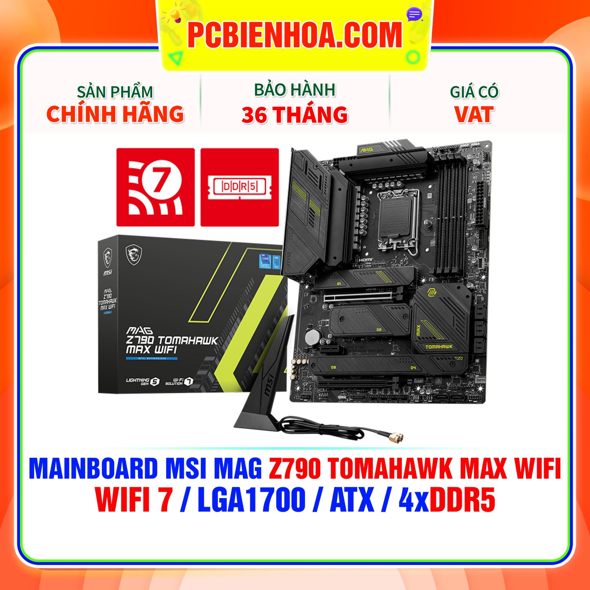  DDR5 - MAINBOARD MSI MAG Z790 TOMAHAWK MAX WIFI ( WIFI 7 / LGA1700 / ATX / 4xDDR5 ) 