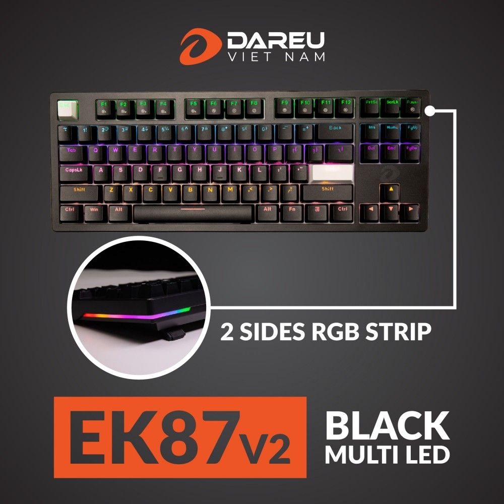  BÀN PHÍM CƠ DAREU EK87 v2 ( BLACK - MULTI LED - BLUE D SWITCH ) 