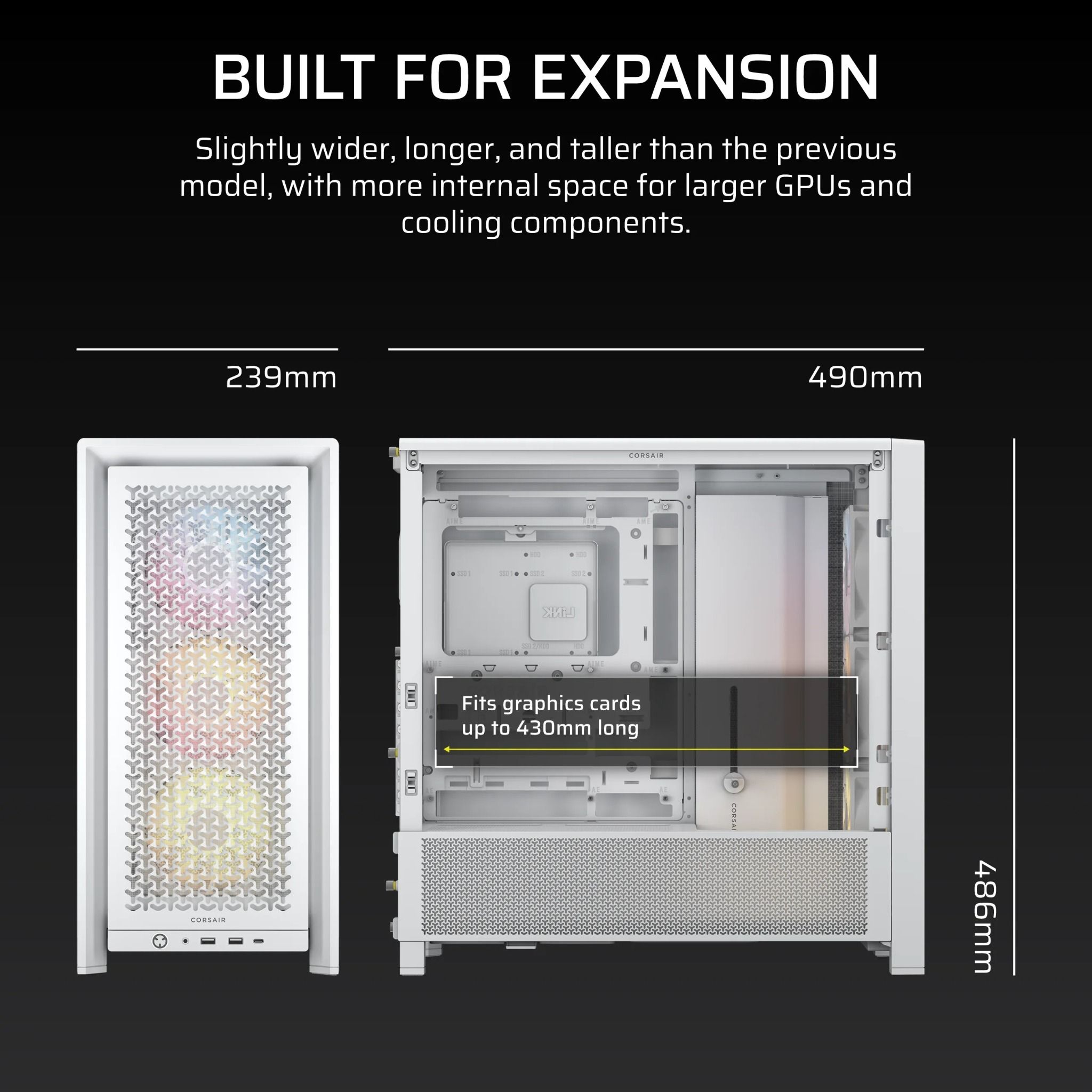 CASE CORSAIR FRAME 4000D RS ARGB WHITE - KÈM 3 FAN ARGB ( MID TOWER )