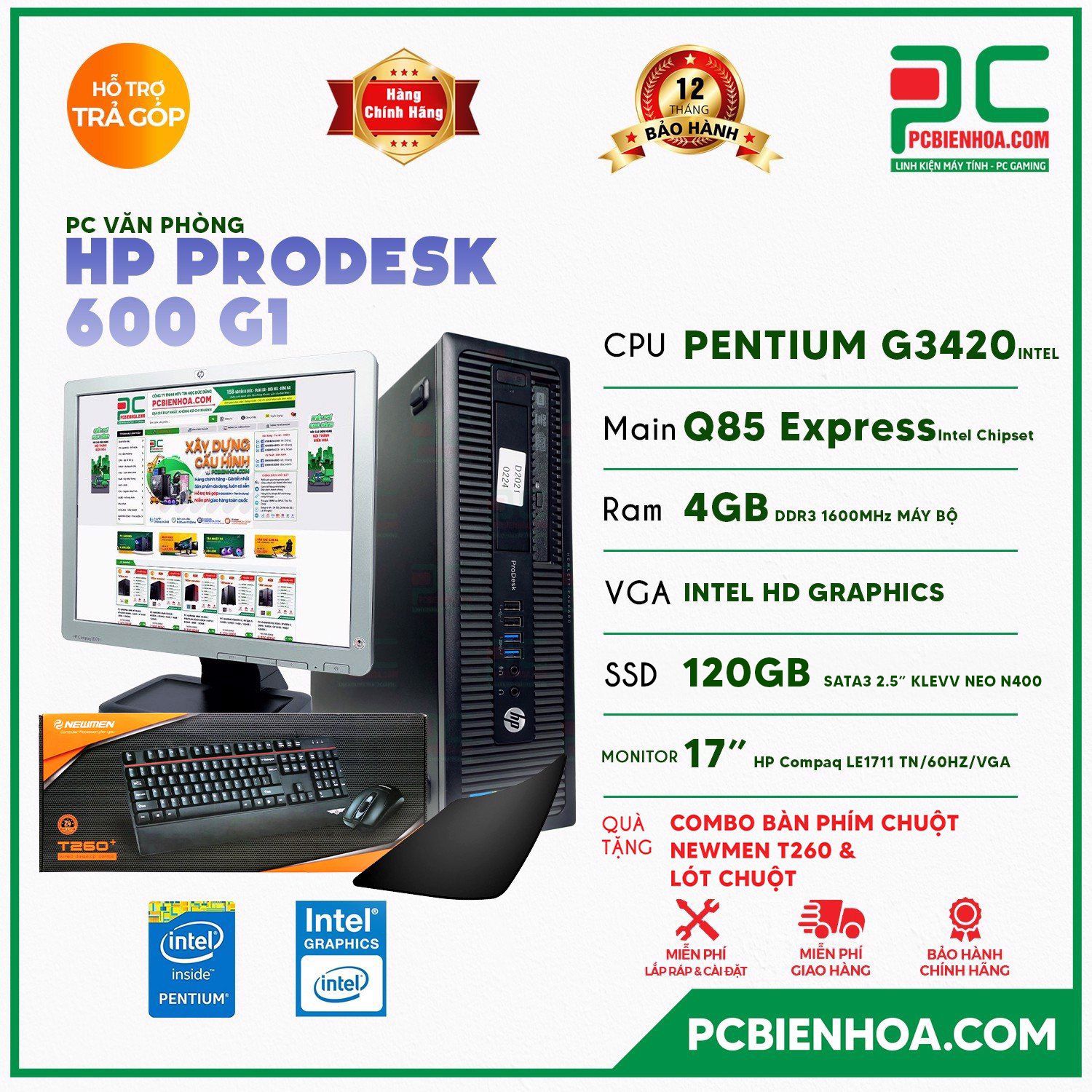 BỘ PCVP HP PRODESK 600 G1 ( PENTIUM G3420 / Q85 / 4GB / 120GB ) ( HÀNG THANH LÝ CÔNG TY SIÊU BỀN )
