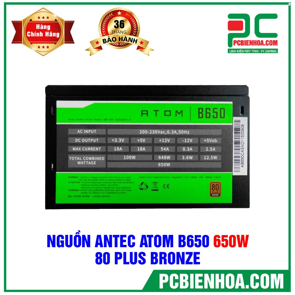 Nguồn Antec Atom B650 650W - 80 Plus Bronze
