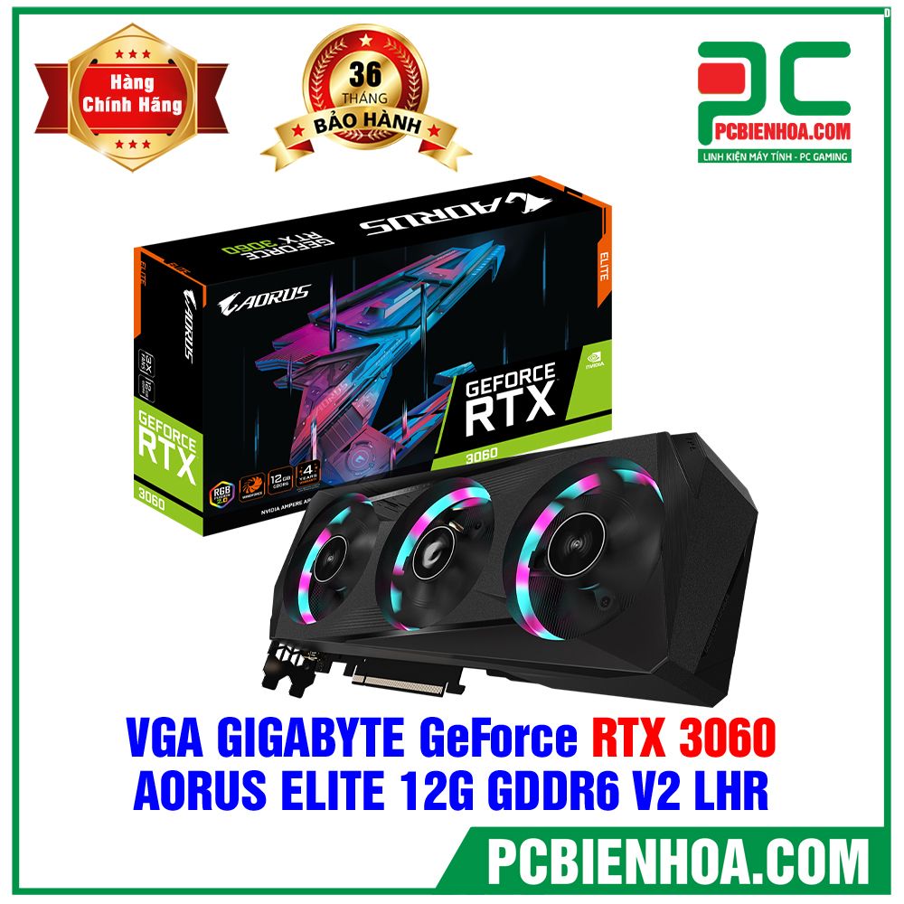 VGA GIGABYTE GeForce RTX 3060 AORUS ELITE 12G V2 LHR ( GV-N3060AORUS E-12GD ) (LIÊN HỆ ĐẶT HÀNG)