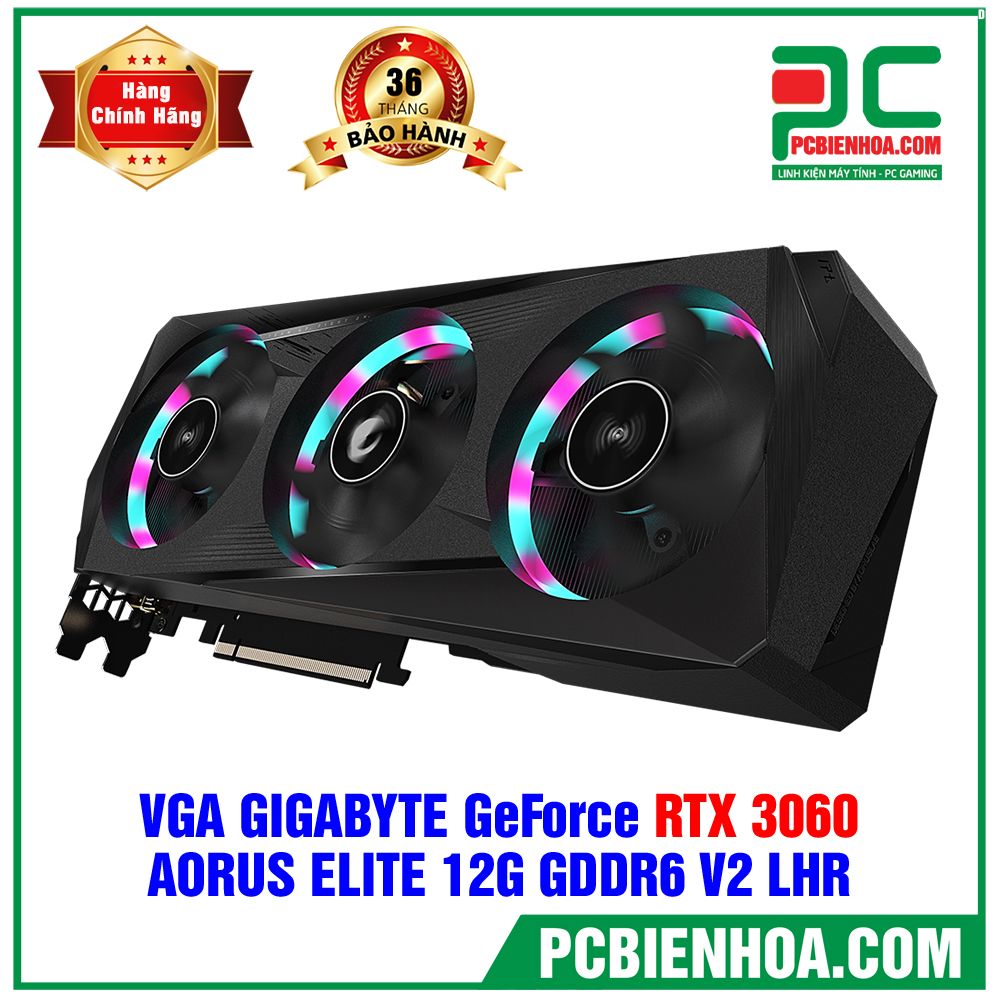 VGA GIGABYTE GeForce RTX 3060 AORUS ELITE 12G V2 LHR ( GV-N3060AORUS E-12GD ) (LIÊN HỆ ĐẶT HÀNG)