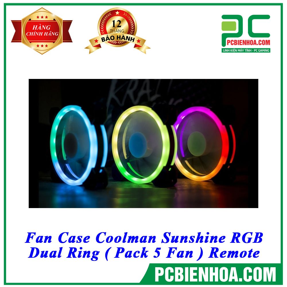 Fan Case Coolman Sunshine RGB - Dual Ring ( Pack 5 Fan ) Remote