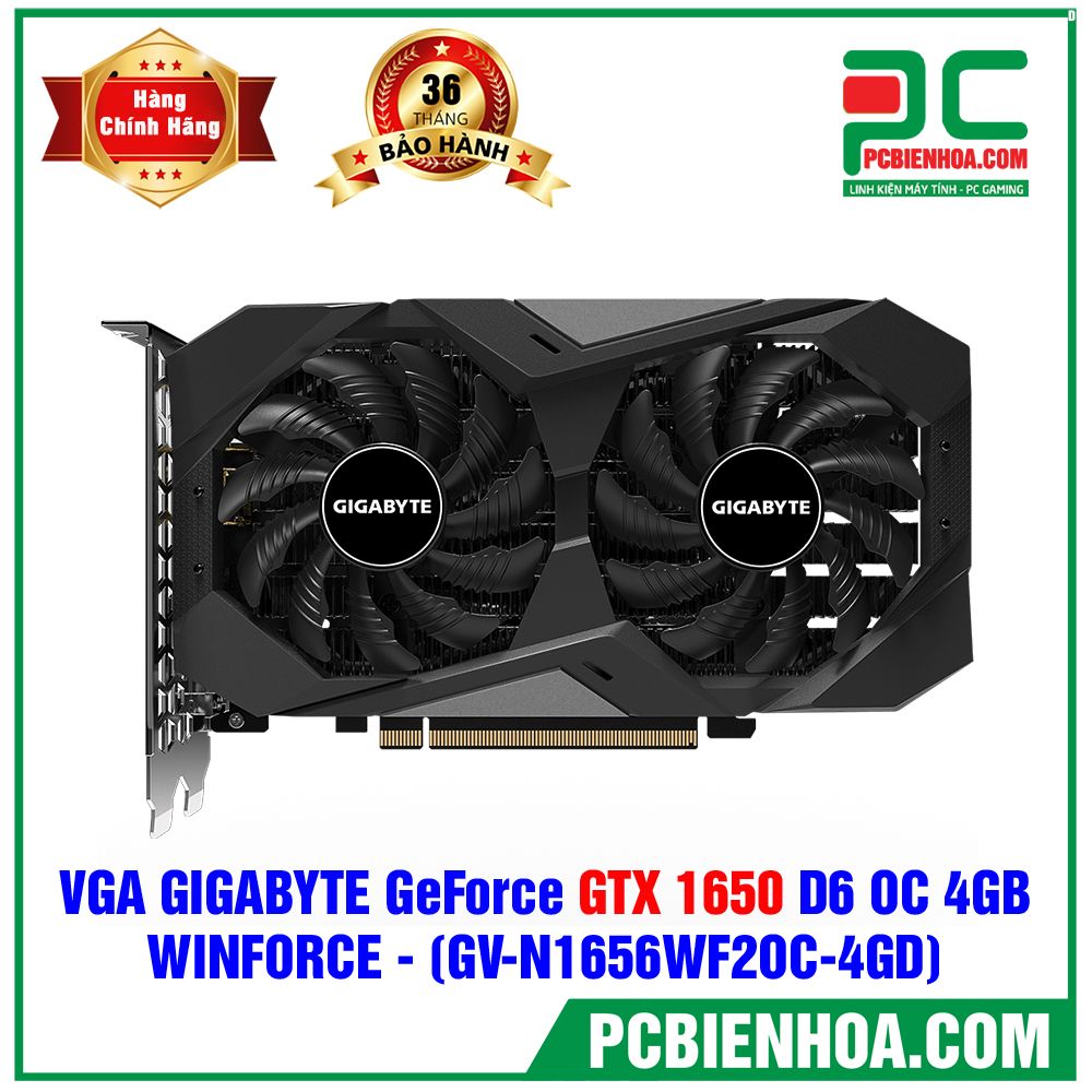 VGA GIGABYTE GEFORCE GTX 1650 D6 WINDFORCE OC 4GB (GV-N1656WF2OC-4GD) (CÓ BÁN LẺ)