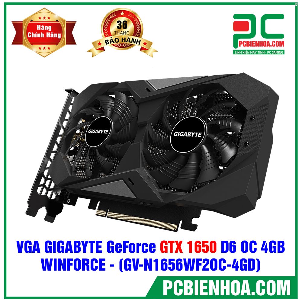 VGA GIGABYTE GEFORCE GTX 1650 D6 WINDFORCE OC 4GB (GV-N1656WF2OC-4GD) (CÓ BÁN LẺ)