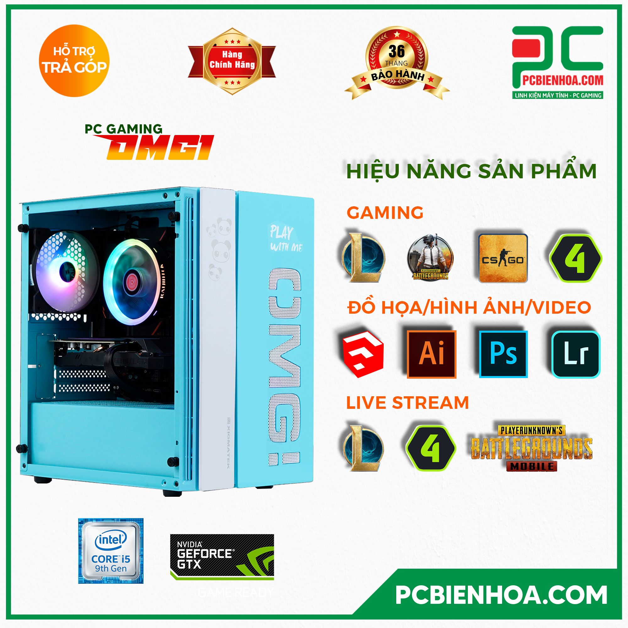 PCGAMING OMG 01 ( CORE i5 9400F / H310 / 1050Ti / 8GB / 128GB / 550W )