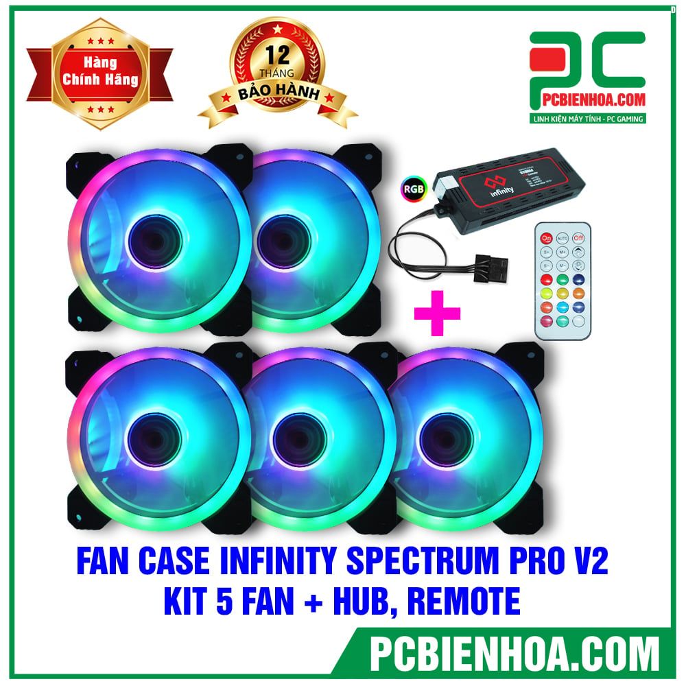 BỘ FAN CASE INFINITY SPECTRUM PRO V2 - KIT 5 FAN + HUB & REMOTE