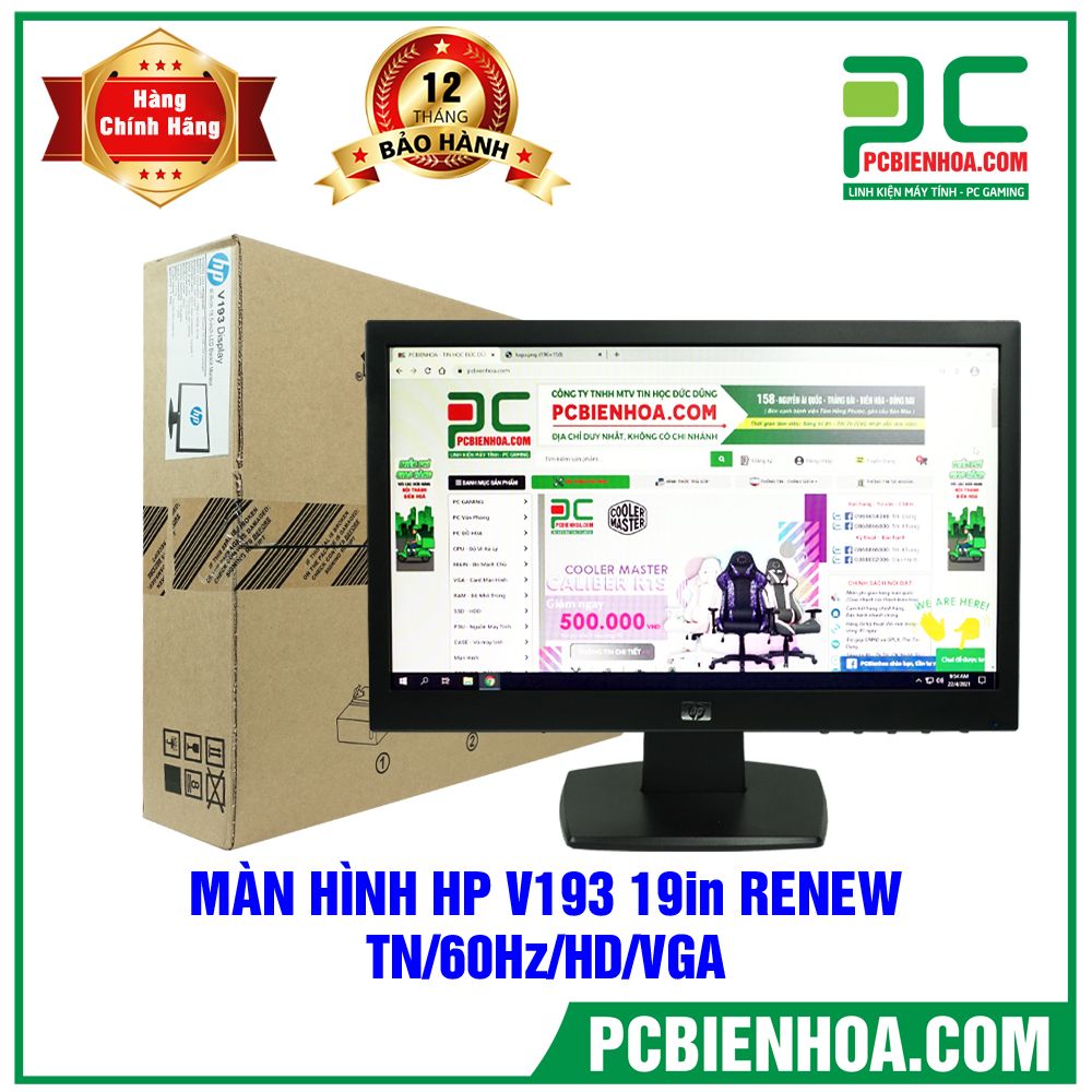 MÀN HÌNH HP V193 RENEW 19in 60Hz HD ( TN/ 1366x768 / VGA )