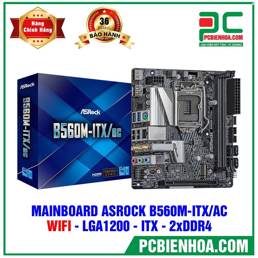 MAINBOARD ASROCK B560M-ITX/AC ( LGA1200 / MINI ITX / 2xDDR4 )