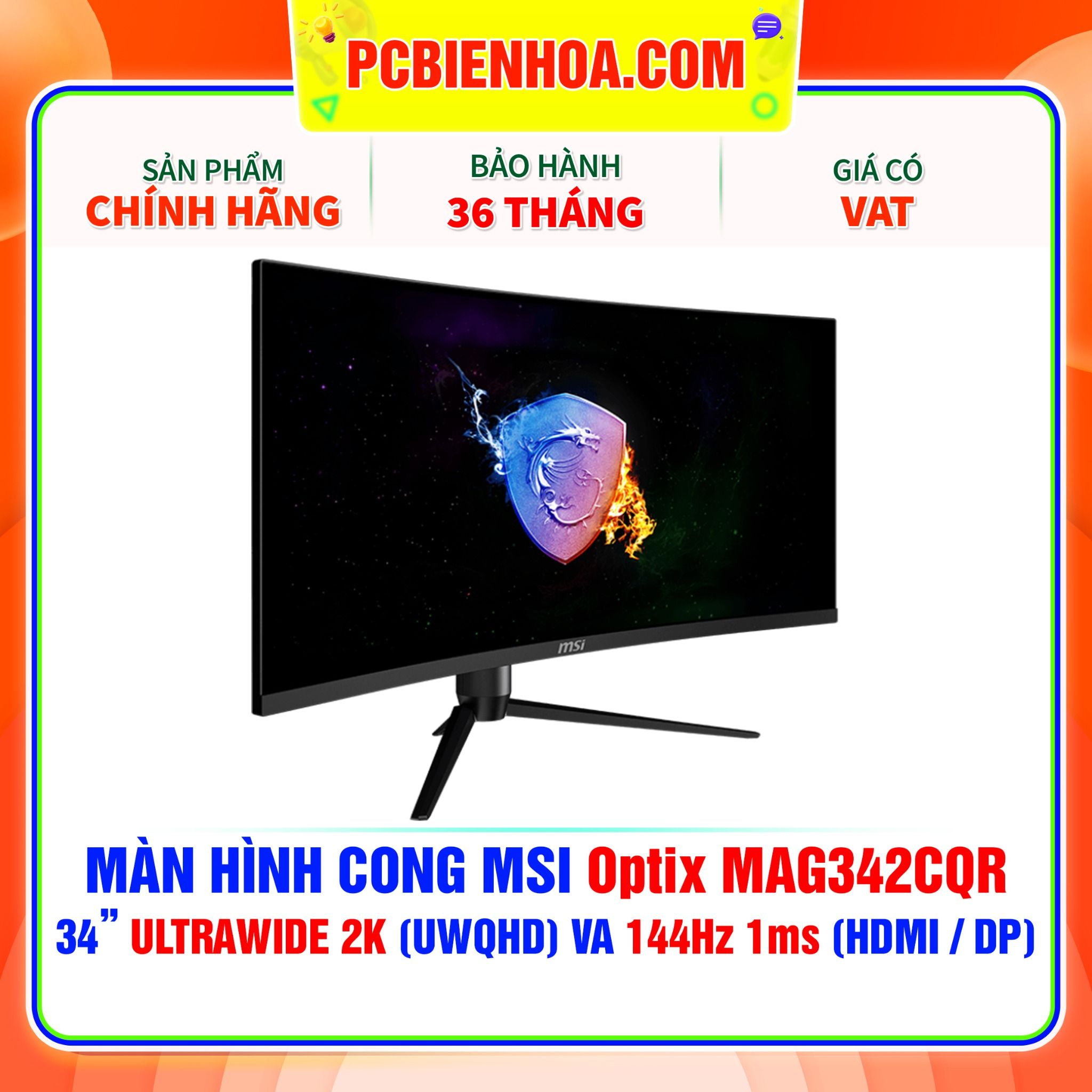  MÀN HÌNH CONG MSI Optix MAG342CQR - 34in ULTRAWIDE 2K (UWQHD) VA 144Hz 1ms ( HDMI / DP ) 