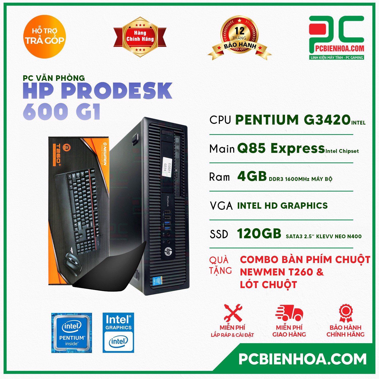 PCVP HP PRODESK 600 G1 ( PENTIUM G3420 / Q85 / 4GB / 120GB ) ( HÀNG THANH LÝ CÔNG TY SIÊU BỀN )