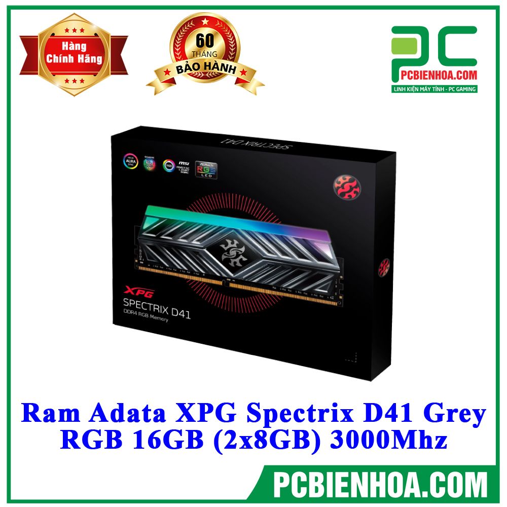 Ram Adata XPG Spectrix D41 Grey RGB 16GB (2x8GB) 3000Mhz