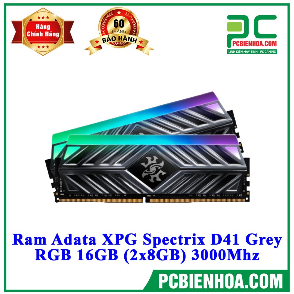 Ram Adata XPG Spectrix D41 Grey RGB 16GB (2x8GB) 3000Mhz