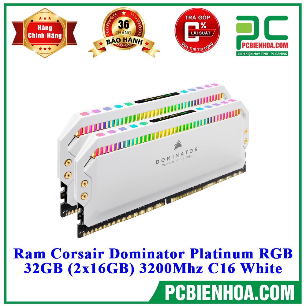 Ram Corsair Dominator Platinum RGB 32GB (2x16GB) 3200Mhz C16 White