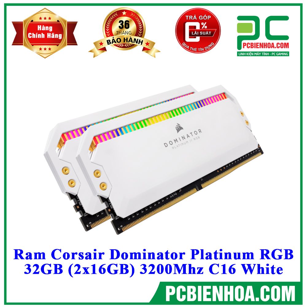 Ram Corsair Dominator Platinum RGB 32GB (2x16GB) 3200Mhz C16 White