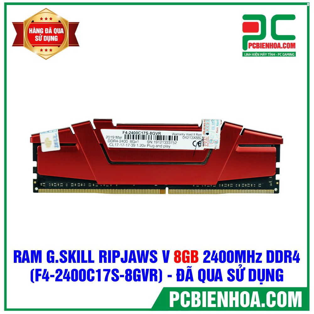 RAM G.SKILL RIPJAWS V 8GB ( 1x8GB ) 2400MHz (F4-2400C17S-8GVR) - ĐÃ QUA SỬ DỤNG (BH HÃNG ĐẾN 4/2022)