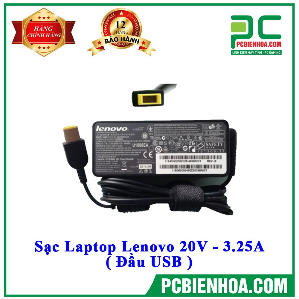 Sạc Laptop Lenovo 20V - 3.25A ( Đầu USB )