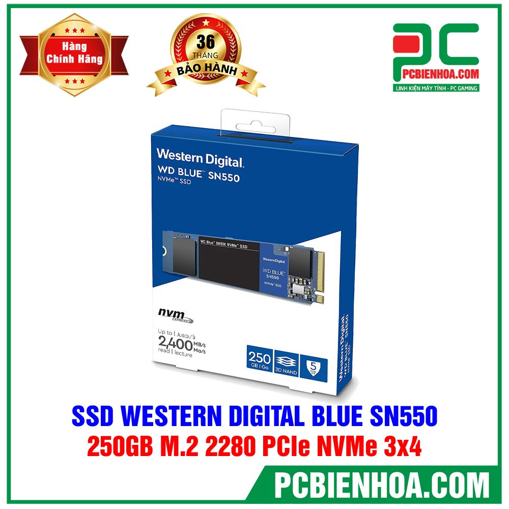 SSD Western Digital Blue SN550 250GB M.2 PCIe NVMe - WDS250G2B0C
