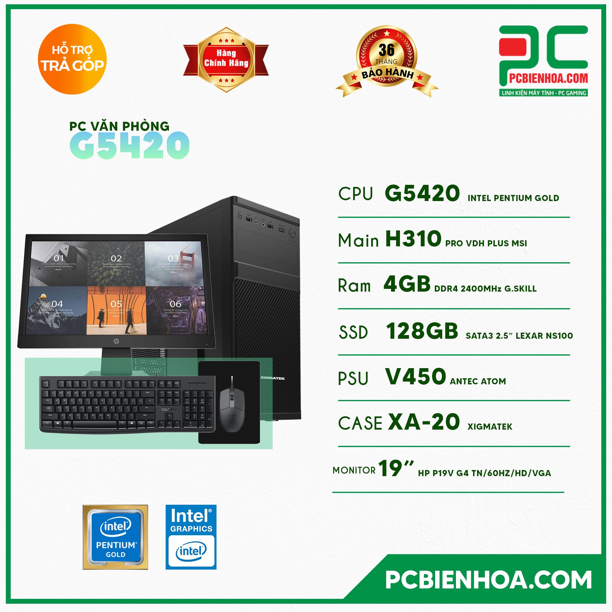 BỘ PCVP G5420 ( G5420 / H310 / 4GB / 128GB / HP P19V )