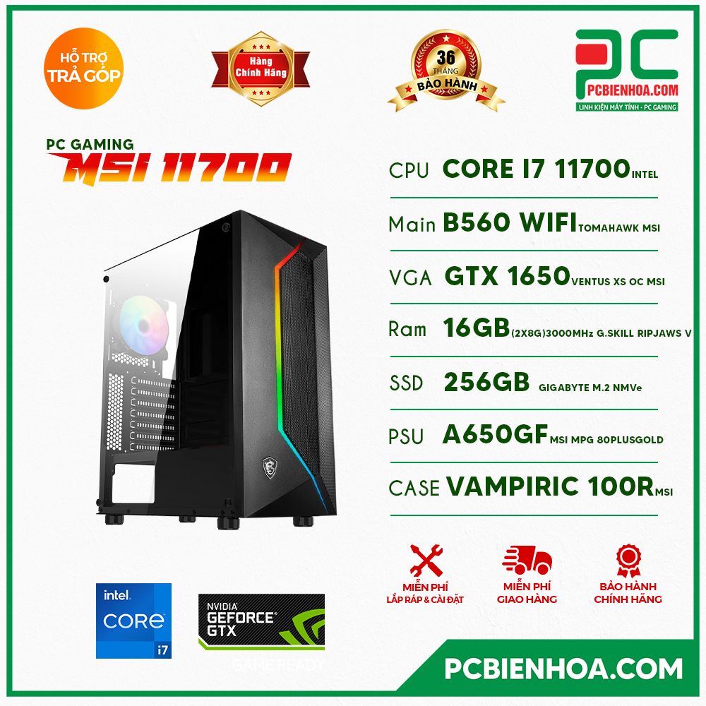 PC GAMING MSI 11700 ( CORE I7 11700 / B560 / GTX1650 / 16GB / 256GB )
