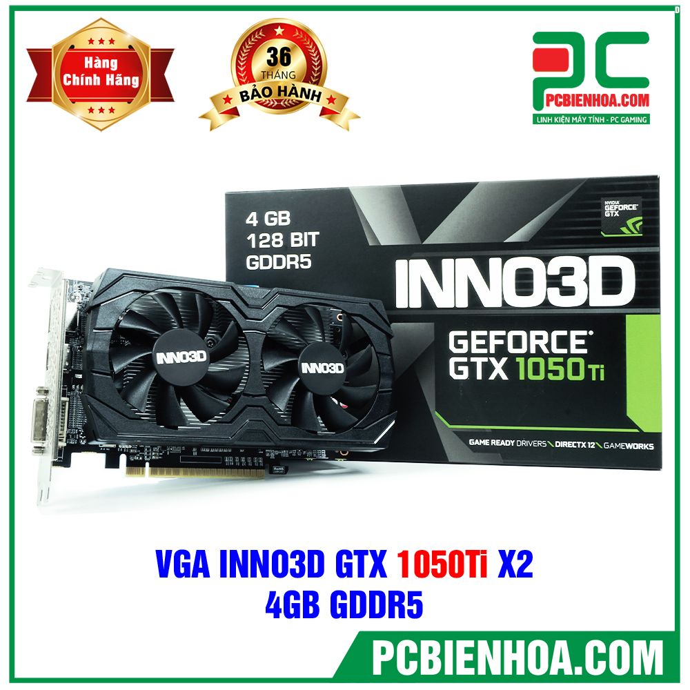 VGA INNO3D GEFORCE GTX 1050Ti X2 4GB GDDR5 (N105K-2DDV-M5CM) (CÓ BÁN LẺ)