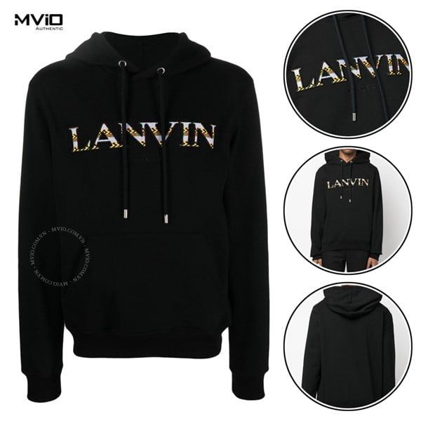 Nỉ Hoodie Lanvin Đen Chữ Ngực Màu RMHO 0010J209