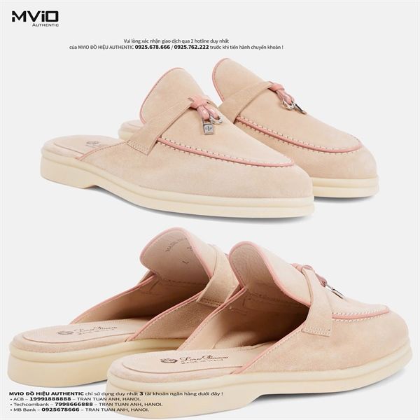 Slipper Loro Piana Be Viền Hồng Charm FAL59003873