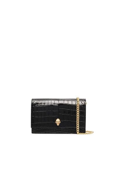 Túi Đeo Chéo Alexander Mcqueen Đen Da Sần Xích Vàng