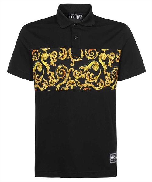 Polo Versace Đen Hoạ Tiết Vàng Ngang 74GAG627