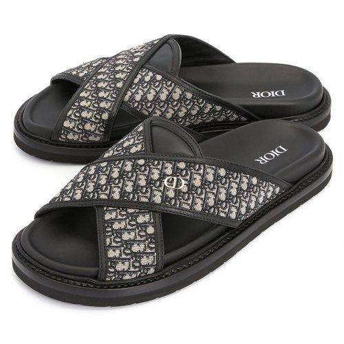 Dép Dior Đen Quai Chéo Obilique Ls0821