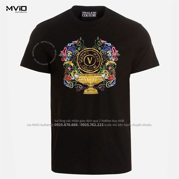 Phông Versace Couture Đen Hoạ Tiết Nhỏ 74GAHF01