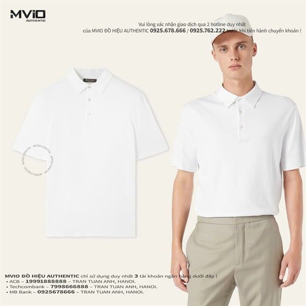 Polo Loro Piana Trắng Chất Cotton Mịn FAP0798 66227
